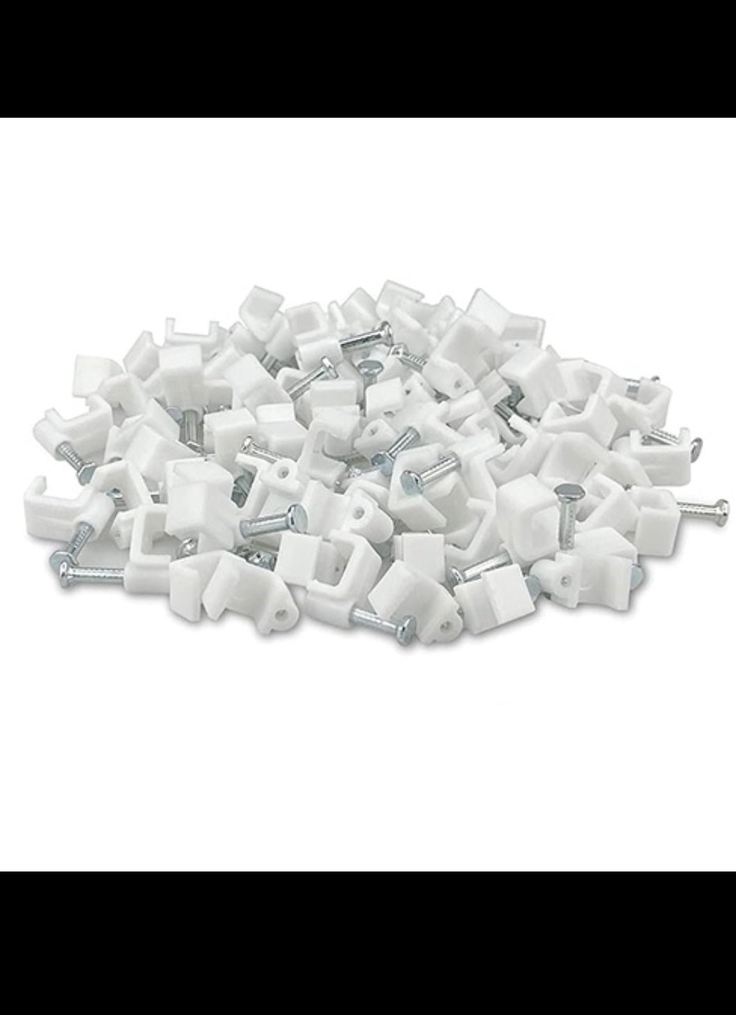 Cable clips 5mm white flat 100PK