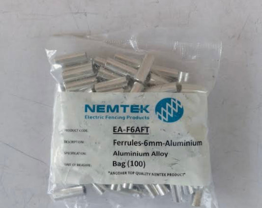 NEMTEK Ferrules 6mm Aluminium (packet of 100) EF18-3
