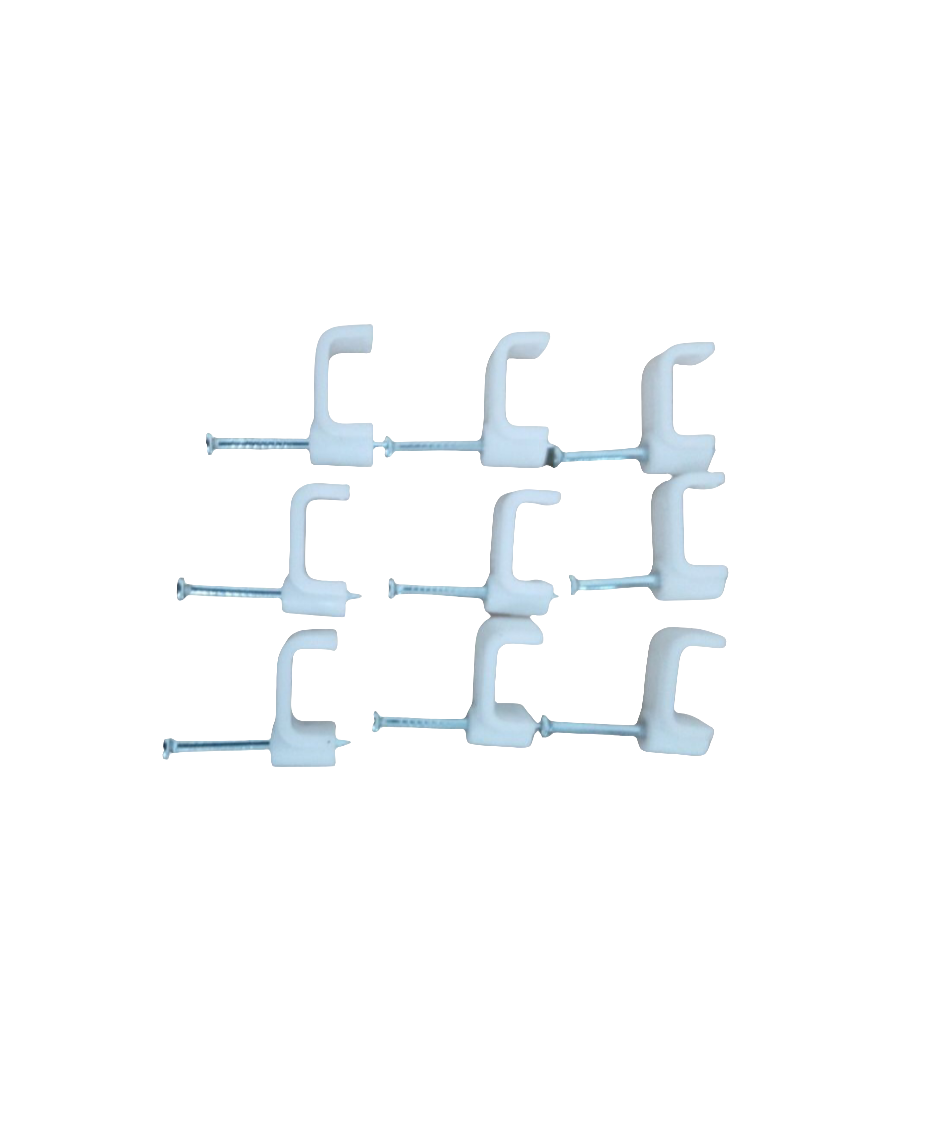 Cable Clips 10.5mm white flat 100 pack