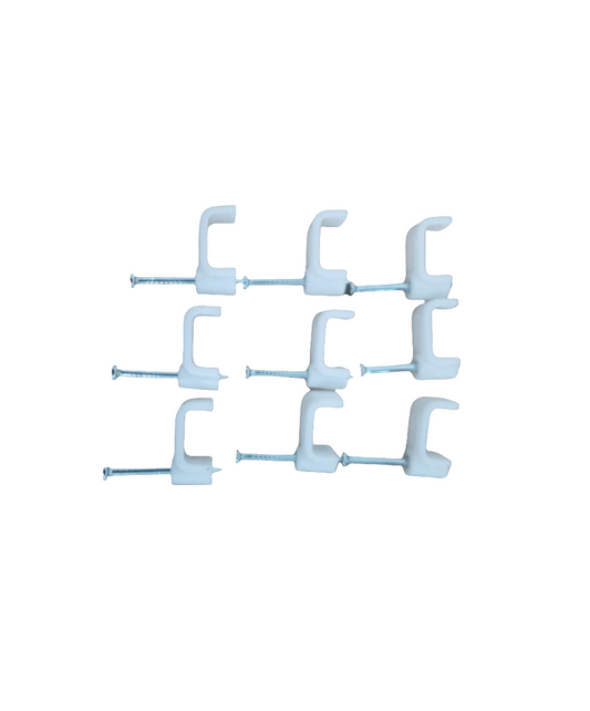 Cable Clips 10.5mm white flat 100 pack