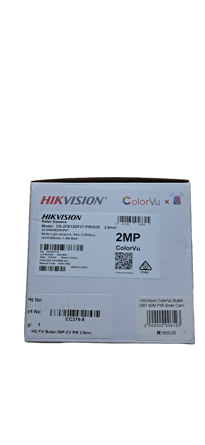 HikVision ColorVu Bullet 2MP 40M PIR Siren Cam CC376-8
