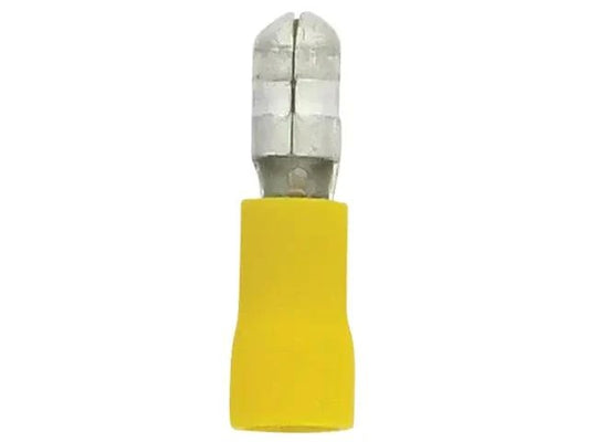 Insulated Bullet Lug • Male • 5mm Stud • for Wire Range : 2.5 to 6.0 mm² • Yellow